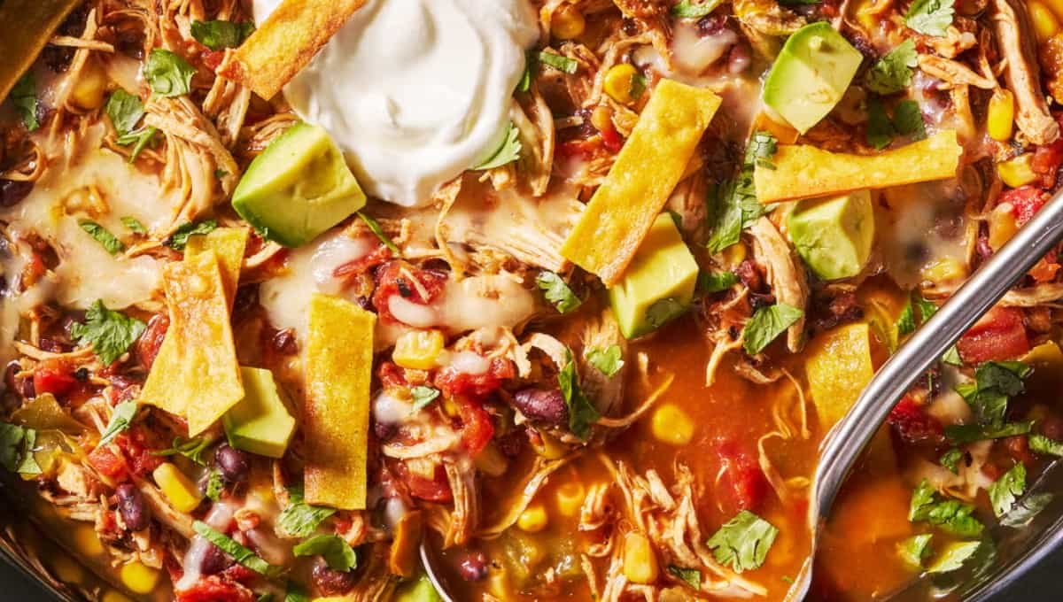 Slow Cooker Chicken Tortilla Soup With One Creamy Trick