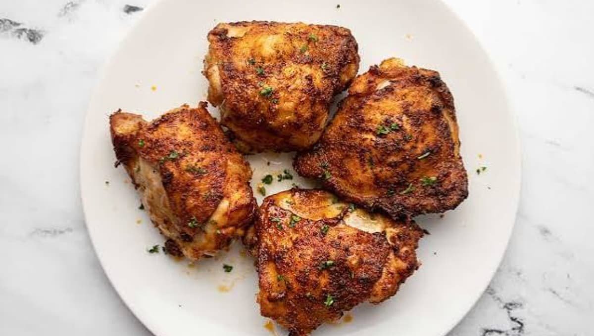 Air Fryer Chicken Thighs That Crackle Like Chips