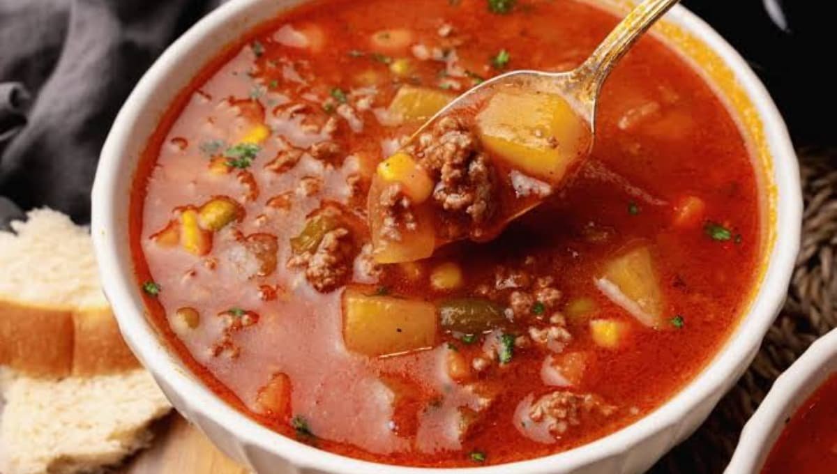 Vegetable Beef Soup With Hamburger That Tastes Slow-Cooked